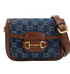 Horsebit 1955 Small Crossbody, &pound;950, Handbags, Blue/Brown, Denim/Leather, Front view